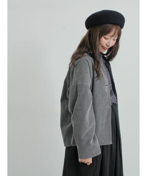 TSUHARU by Samansa Mos2（ツハルバイサマンサモスモス）の「コール天ノーカラージャケット（ノーカラージャケット・レディース・グレー/ブルー/ベージュ・F）」の5枚目の写真