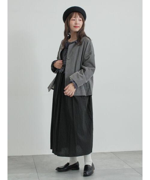 TSUHARU by Samansa Mos2（ツハルバイサマンサモスモス）の「コール天ノーカラージャケット（ノーカラージャケット・レディース・グレー/ブルー/ベージュ・F）」の9枚目の写真