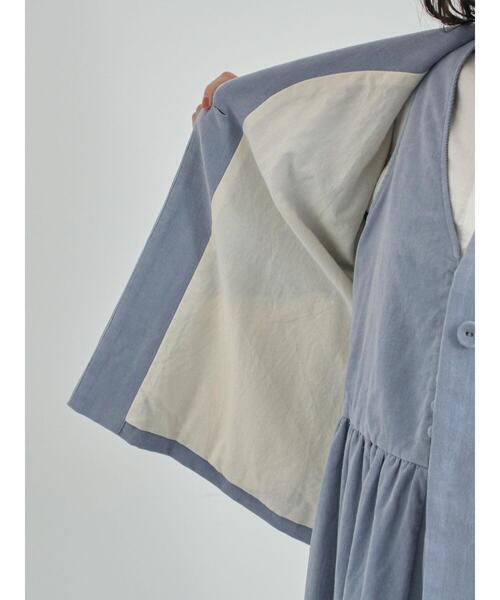 TSUHARU by Samansa Mos2（ツハルバイサマンサモスモス）の「コール天ノーカラージャケット（ノーカラージャケット・レディース・グレー/ブルー/ベージュ・F）」の18枚目の写真