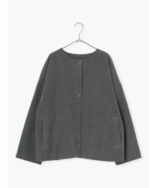 TSUHARU by Samansa Mos2（ツハルバイサマンサモスモス）の「コール天ノーカラージャケット（ノーカラージャケット・レディース・グレー/ブルー/ベージュ・F）」の20枚目の写真