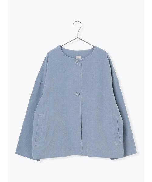 TSUHARU by Samansa Mos2（ツハルバイサマンサモスモス）の「コール天ノーカラージャケット（ノーカラージャケット・レディース・グレー/ブルー/ベージュ・F）」の22枚目の写真