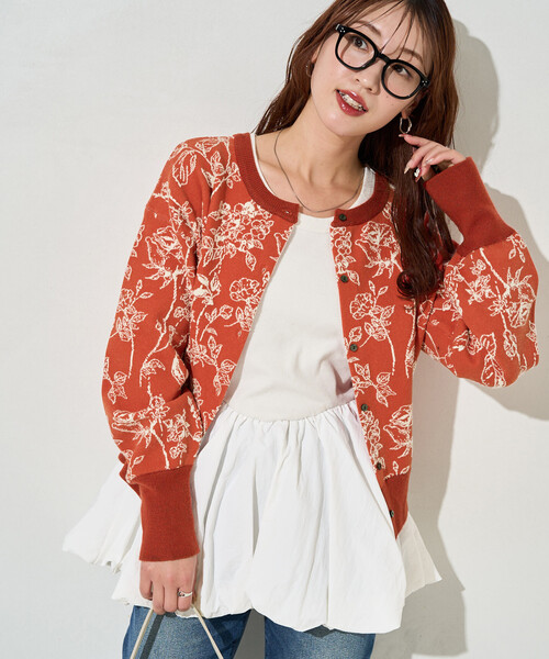 セール】限定展開 ニュアンス ボタニカル ジャガード 2WAY ニット