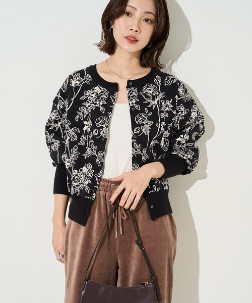 限定展開 ニュアンス ボタニカル ジャガード 2WAY ニット