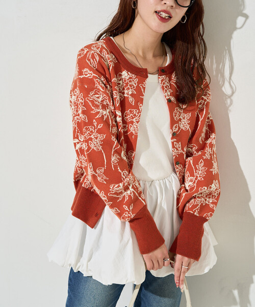 45R ジャガードニットボレロ 45Rハンドニットのボレロ（インディゴ）: WOMEN｜45R