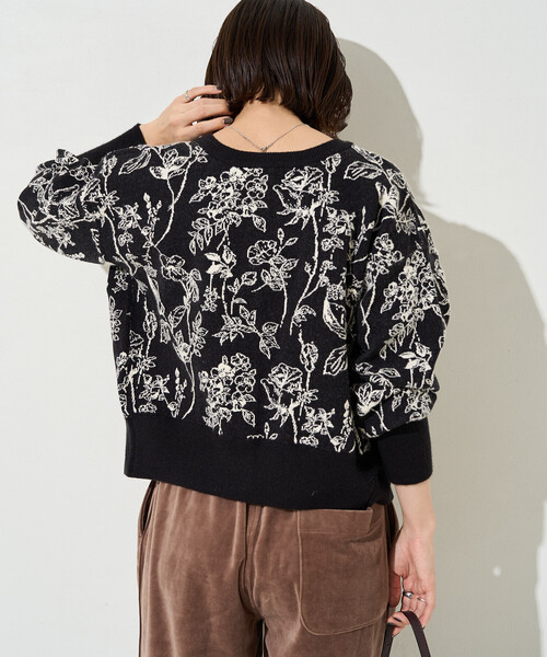 限定展開 ニュアンス ボタニカル ジャガード 2WAY ニット