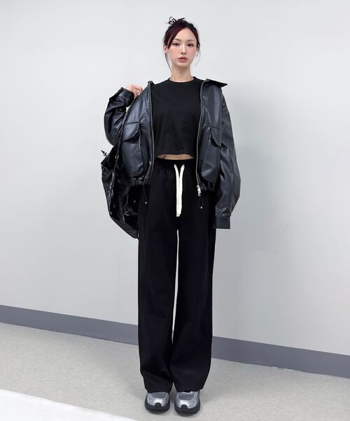 BLACK MOMENT（ブラックモーメント）の「モーメントエッセンシャルワイドパンツ[ブラック]（スウェットパンツ・メンズ・ブラック・SMALL/MEDIUM/LARGE）」の6枚目の写真