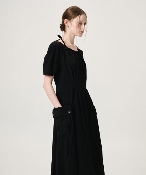 ETMON（エトモン）の「Neck String Pocket Dress, Black（ワンピース・レディース・その他・MEDIUM/SMALL）」の6枚目の写真