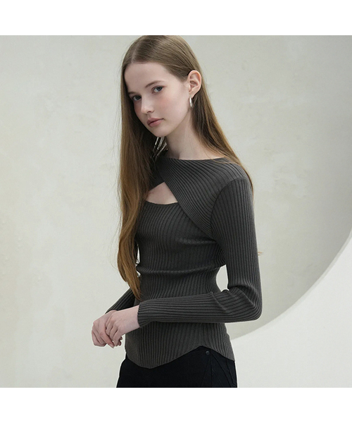 Vivacious(ビバシャス)の「Double Rib Twist Knit - 3COL(ニット/セーター・レディース・チャコール/ブラック/クリーム・SMALL/MEDIUM)」の2枚目の写真