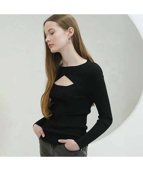 Vivacious(ビバシャス)の「Double Rib Twist Knit - 3COL(ニット/セーター・レディース・チャコール/ブラック/クリーム・SMALL/MEDIUM)」の1枚目の写真