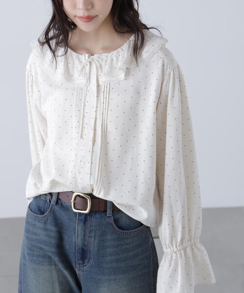 FREE'S MART(フリーズマート)の「◆フリルカラーブラウス(シャツ/ブラウス・レディース・ホワイト/ブラック/ホワイト系その他・FREE)」の2枚目の写真