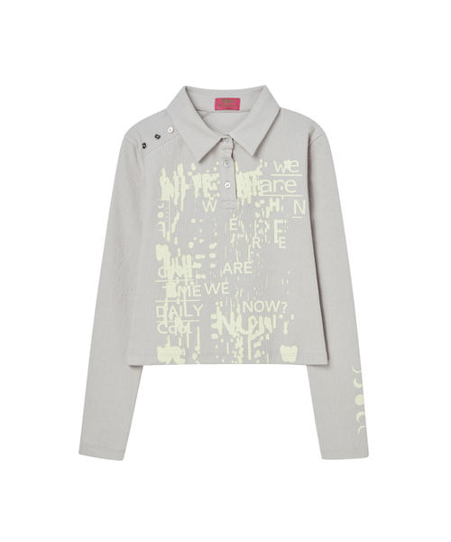 NYXX(エヌワイエックスエックス)の「SCRIBBLE COLLAR LONGSLEEVE LIGHT GRAY(Tシャツ/カットソー・レディース・その他・FREE)」の2枚目の写真
