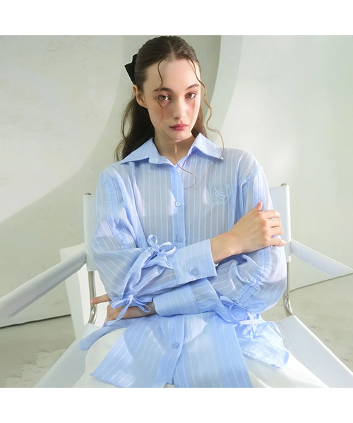 Vivacious(ビバシャス)の「Citrus Shirring Point Shirt BLUE(シャツ/ブラウス・レディース・ブルー・FREE)」の1枚目の写真