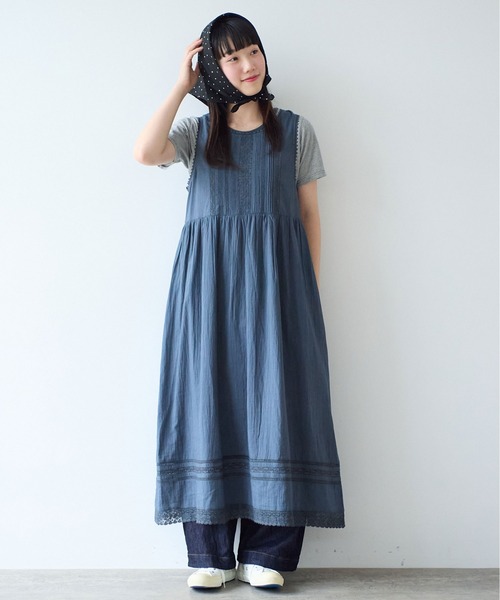 bulle de savon（ビュルデサボン）の「antique lace summer dress（ワンピース・レディース・チャコールグレー/ホワイト・FREE）」の2枚目の写真