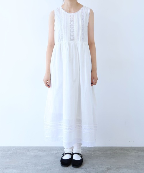 bulle de savon（ビュルデサボン）の「antique lace summer dress（ワンピース・レディース・チャコールグレー/ホワイト・FREE）」の8枚目の写真