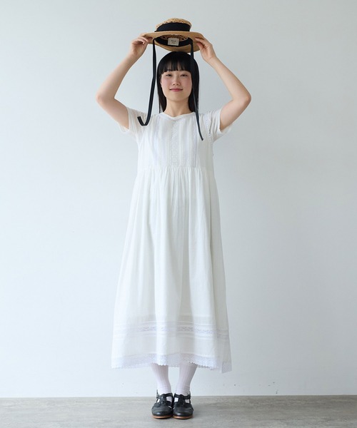 bulle de savon（ビュルデサボン）の「antique lace summer dress（ワンピース・レディース・チャコールグレー/ホワイト・FREE）」の20枚目の写真