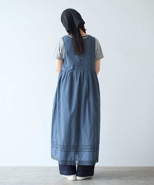 bulle de savon（ビュルデサボン）の「antique lace summer dress（ワンピース・レディース・チャコールグレー/ホワイト・FREE）」の6枚目の写真