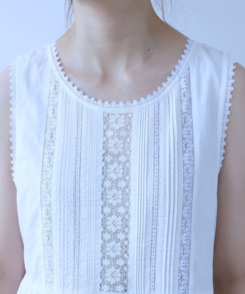 bulle de savon（ビュルデサボン）の「antique lace summer dress（ワンピース・レディース・チャコールグレー/ホワイト・FREE）」の12枚目の写真