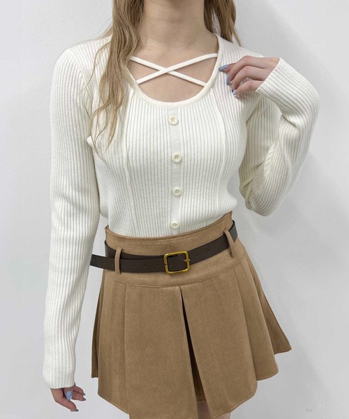 PHILLY（フィリー）の「クロスデザインピチニット（ニット/セーター・レディース・アイボリー/ブラック・FREE）」の3枚目の写真