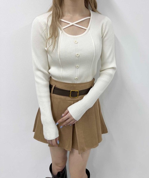 PHILLY（フィリー）の「クロスデザインピチニット（ニット/セーター・レディース・アイボリー/ブラック・FREE）」の4枚目の写真