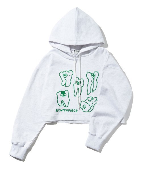 PIECEMAKER(ピースメーカー)の「TEETH SWEAT CROP HOODIE (WHITE MELANGE)(パーカー・レディース・その他・FREE)」の2枚目の写真