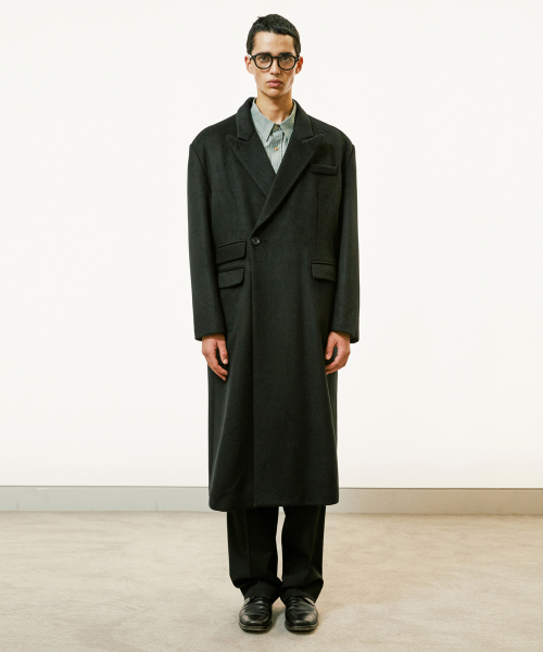 S SY(エスエスワイ)の「ウールブレンドマキシマルダブルコートブラック(チェスターコート・メンズ・その他・MEDIUM/LARGE)」の1枚目の写真