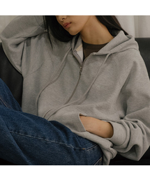 Logo embroidered hoodie zip up [FRFA02LT10]_2color