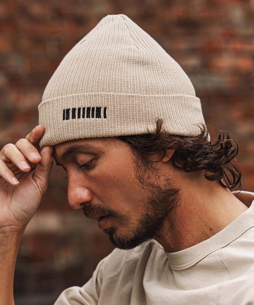 felkod(フィルコッド)の「mko13328-Barcode Embroidery Cotton Knit Watch ニット帽(F26S330)(ニットキャップ/ビーニー・メンズ・グレー/ブラック×ホワイト/ベージュ系その他/ブラック×ピンク・FREE)」の6枚目の写真