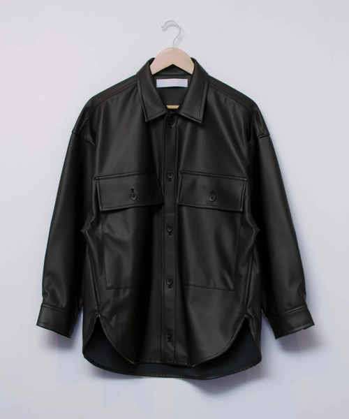 A blends(エイブレンズ)の「A blends フェイクレザーラムスキンCPO(その他アウター・メンズ・ブラック/グレー/ベージュ・LARGE/MEDIUM)」の2枚目の写真