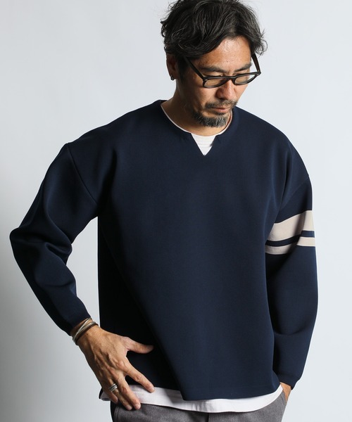 The DUFFER of ST.GEORGE（ザダファーオブセントジョージ）の「WASHABLE KEY NECK KNIT：自宅で洗える ウォッシャブル キーネックニット（ニット/セーター・メンズ・ライトグレー/ブラック/ネイビー/アッシュグレー・MEDIUM/X-LARGE/LARGE）」の4枚目の写真