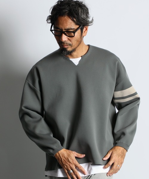 The DUFFER of ST.GEORGE（ザダファーオブセントジョージ）の「WASHABLE KEY NECK KNIT：自宅で洗える ウォッシャブル キーネックニット（ニット/セーター・メンズ・ライトグレー/ブラック/ネイビー/アッシュグレー・MEDIUM/X-LARGE/LARGE）」の18枚目の写真