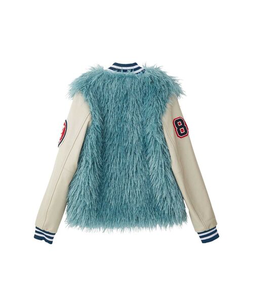 HYSTERIC GLAMOUR（ヒステリックグラマー）の「HYSTERIC WOMANワッペン フェイクファースタジャン（スタジャン・レディース・ブルー/ブラック・FREE）」の3枚目の写真