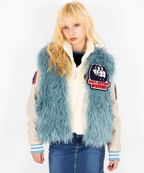 HYSTERIC WOMANワッペン フェイクファースタジャン（スタジャン