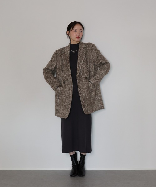J by blue(ジェイバイブルー)の「シャギーハーフコート(ピーコート・レディース・ブラウン/チャコールグレー・MEDIUM)」の22枚目の写真