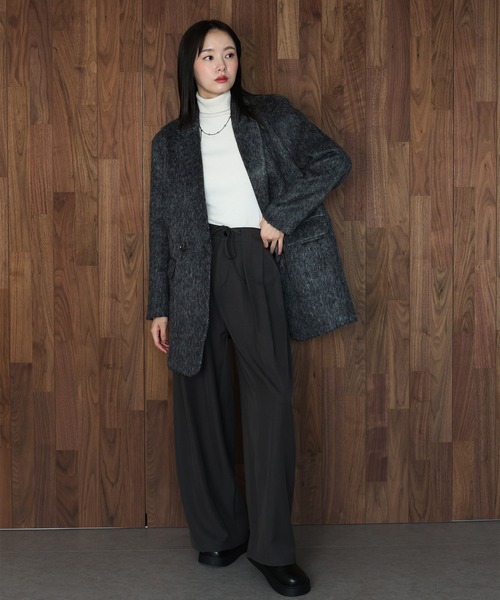 J by blue(ジェイバイブルー)の「シャギーハーフコート(ピーコート・レディース・ブラウン/チャコールグレー・MEDIUM)」の11枚目の写真