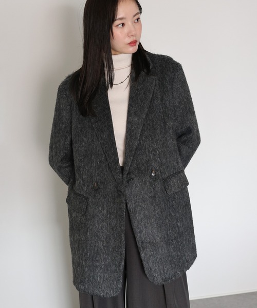 J by blue(ジェイバイブルー)の「シャギーハーフコート(ピーコート・レディース・ブラウン/チャコールグレー・MEDIUM)」の18枚目の写真