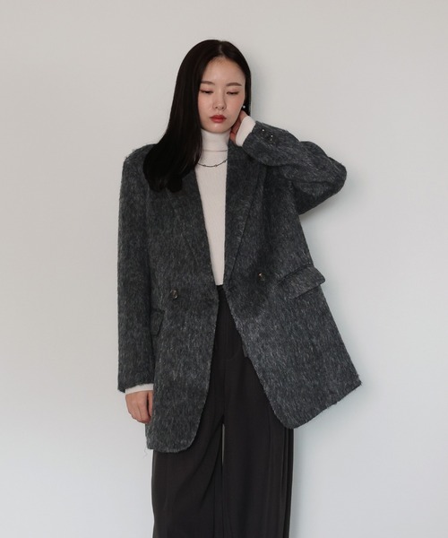 J by blue(ジェイバイブルー)の「シャギーハーフコート(ピーコート・レディース・ブラウン/チャコールグレー・MEDIUM)」の19枚目の写真