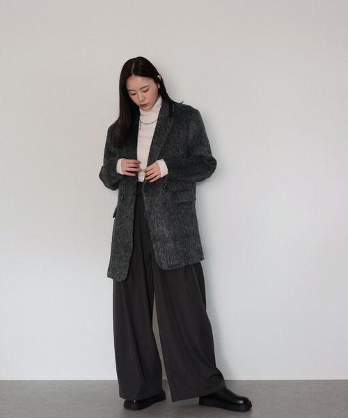 J by blue(ジェイバイブルー)の「シャギーハーフコート(ピーコート・レディース・ブラウン/チャコールグレー・MEDIUM)」の21枚目の写真