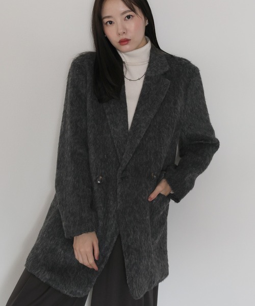 J by blue(ジェイバイブルー)の「シャギーハーフコート(ピーコート・レディース・ブラウン/チャコールグレー・MEDIUM)」の17枚目の写真