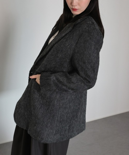 J by blue(ジェイバイブルー)の「シャギーハーフコート(ピーコート・レディース・ブラウン/チャコールグレー・MEDIUM)」の20枚目の写真