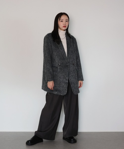 J by blue(ジェイバイブルー)の「シャギーハーフコート(ピーコート・レディース・ブラウン/チャコールグレー・MEDIUM)」の10枚目の写真