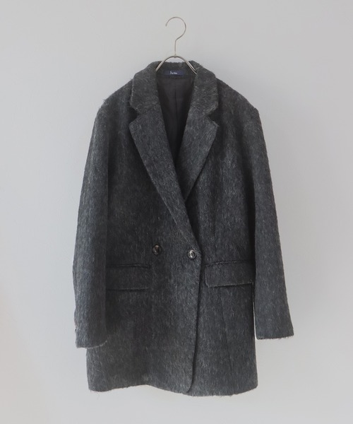 J by blue(ジェイバイブルー)の「シャギーハーフコート(ピーコート・レディース・ブラウン/チャコールグレー・MEDIUM)」の15枚目の写真