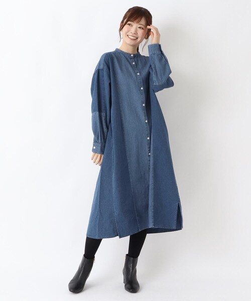 one'sterrace（ワンズテラス）の「デニム袖切替え 前開きワンピース（ワンピース・レディース・ネイビー系5/ブルー系その他7・02）」の12枚目の写真