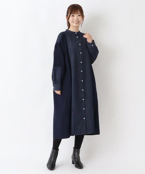 one'sterrace（ワンズテラス）の「デニム袖切替え 前開きワンピース（ワンピース・レディース・ネイビー系5/ブルー系その他7・02）」の14枚目の写真