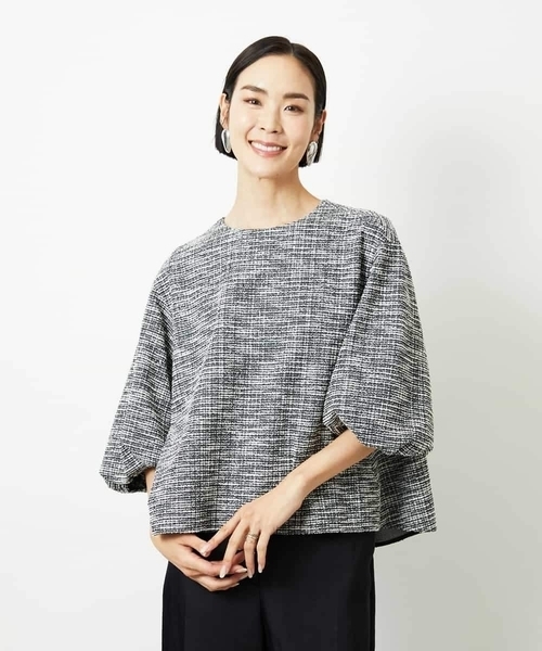 MICHEL KLEIN(ミッシェル・クラン)の「ツィードライクプルオーバー(Tシャツ/カットソー・レディース・ネイビー/グレー・38)」の3枚目の写真
