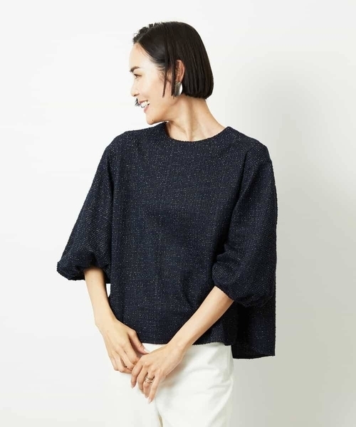 MICHEL KLEIN(ミッシェル・クラン)の「ツィードライクプルオーバー(Tシャツ/カットソー・レディース・ネイビー/グレー・38)」の4枚目の写真