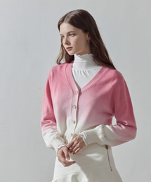グラデーションウールニットカーディガン PINK