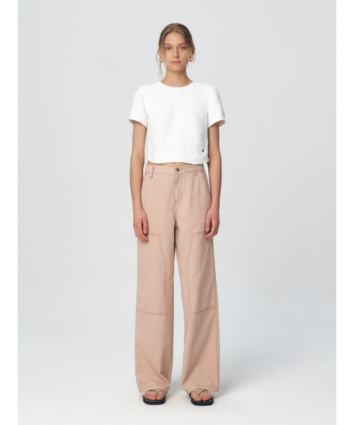 KUME(クメ)の「Semi-Cropped Cotton T-shirt, White(Tシャツ/カットソー・レディース・その他・SMALL/MEDIUM)」の1枚目の写真