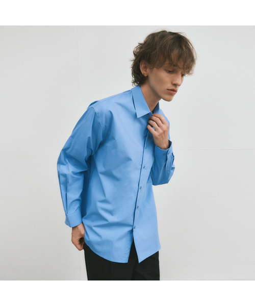 WEDNESDAY OASIS（ウェンズデーオアシス）の「ドライタッチピュアコットンシャツ_4COLORW25-SH02（シャツ/ブラウス・メンズ・ブラウン/チャコール/アイボリー/ブルー・MEDIUM/LARGE）」の4枚目の写真
