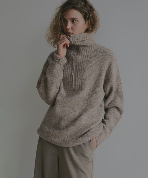 セール】ハーフジップアルパカニットプルオーバー（ニット/セーター