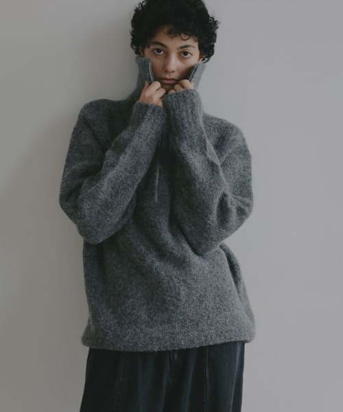 セール】ハーフジップアルパカニットプルオーバー（ニット/セーター